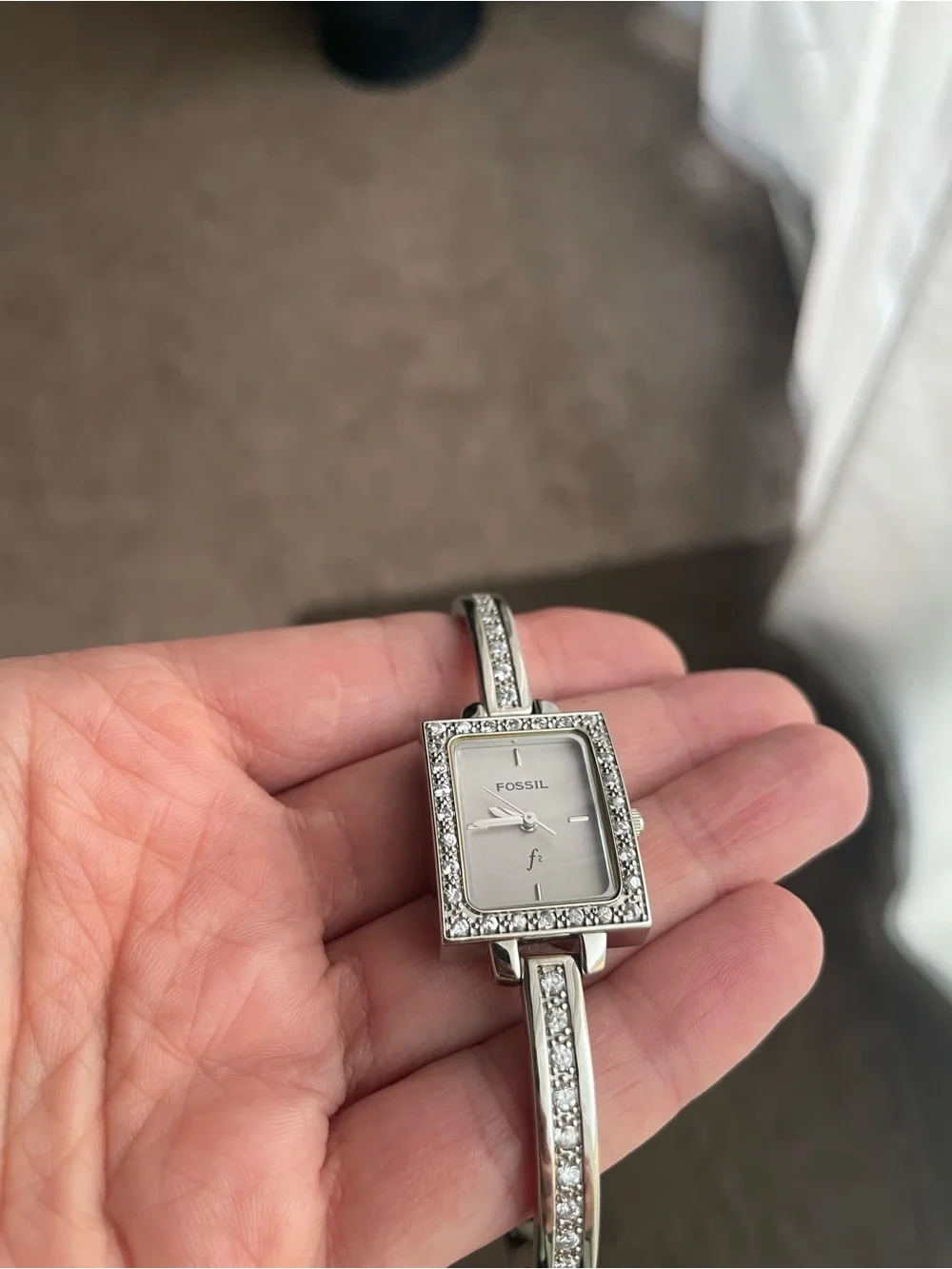 Women’s Fossil F2 Bling Rhinestone Bangle Bracelet Watch - RARE Elegant